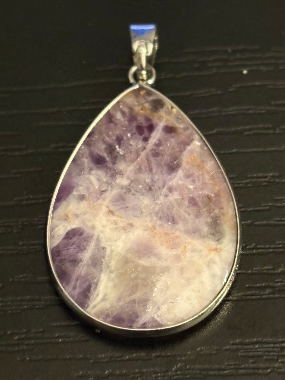 Vintage Chevron Amethyst Teardrop Pendant